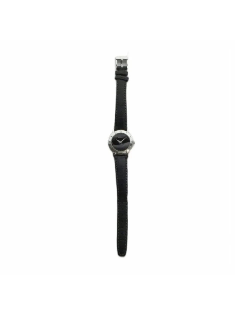 Gucci Watch Quartz Leather Black Dial Silver